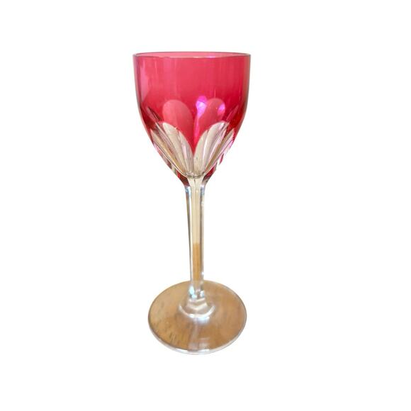 SET‎ 2 BACCARAT GENOVA CUT TO CLEAR CRANBERRY CRYSTAL CORDIAL SHOT GLASSES - Picture 2 of 5